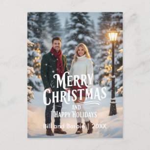 Merry Christmas/Happy Holidays Couples Photo Front Holiday Postcard