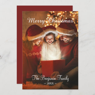 Merry Christmas Happy Holidays Family Photo Holiday Card