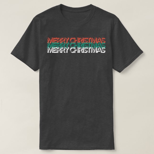 Merry Christmas Happy Holidays Festive Retro  T-Shirt (Design Front)