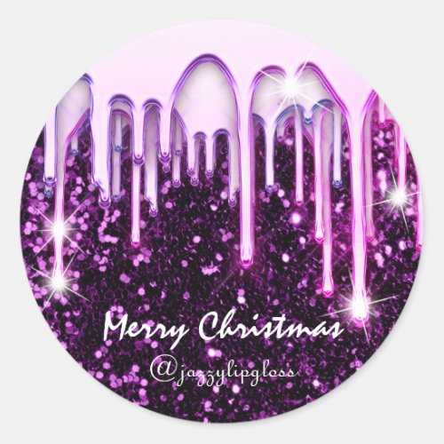 Merry Christmas Happy Holidays From Drips Purple Classic Round Sticker