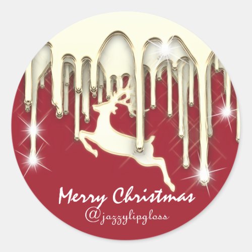 Merry Christmas Happy Holidays From Gold Drips Classic Round Sticker