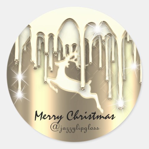 Merry Christmas Happy Holidays From Golden Drips Classic Round Sticker