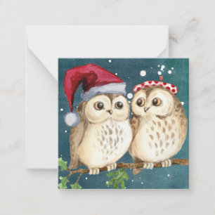 Merry Christmas/Happy Holidays Owls Note Card