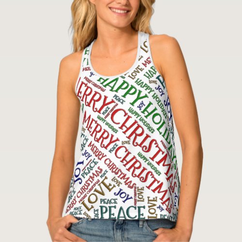 Merry Christmas Happy Holidays Peace Joy Love Tank Top