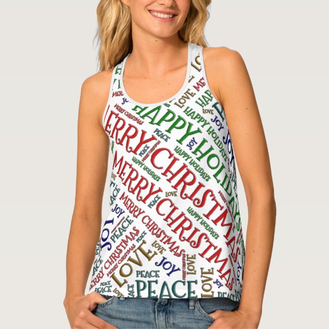 Merry Christmas Happy Holidays Peace Joy Love Tank Top (Front)