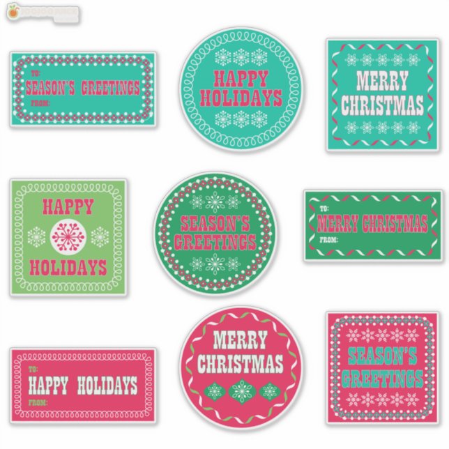 Merry Christmas Happy Holidays Season's Greetings Sticker (Front)