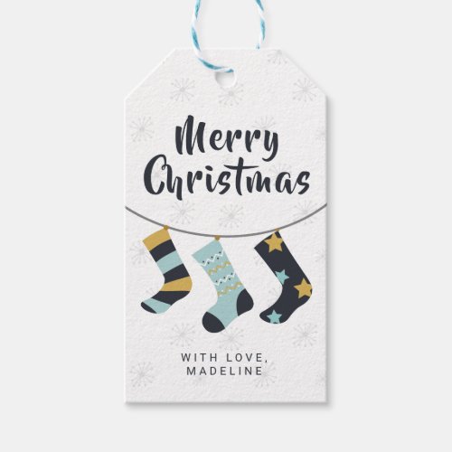 Merry Christmas  Happy Holidays Stockings Gift Tags