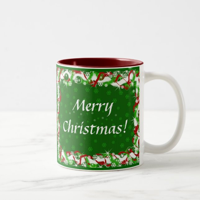 Merry Christmas - Happy Holidays Two-Tone Coffee Mug (Right)