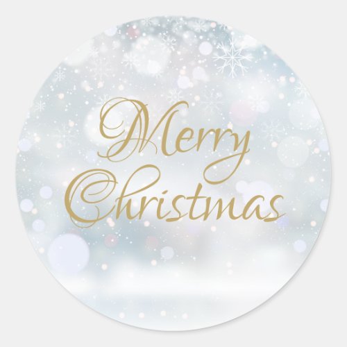 Merry Christmas Happy Holidays Winter Frost Classic Round Sticker