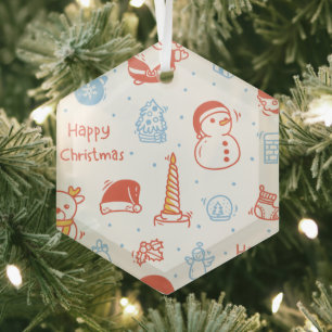 Merry Christmas & Happy Holidays Winter Personaliz Glass Ornament