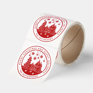 Merry Christmas Happy Holidays Winter Personalized Classic Round Sticker