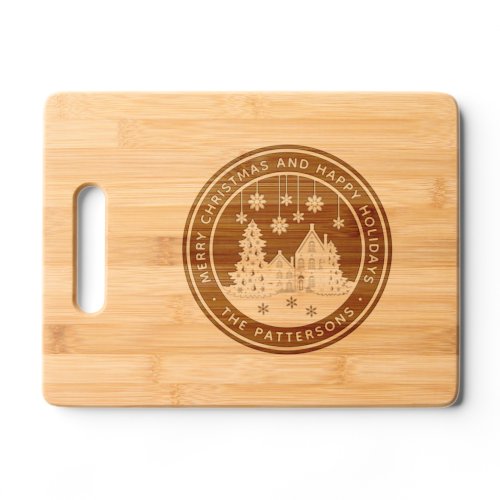 Merry Christmas Happy Holidays Winter Personalized Cutting Board