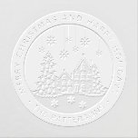 Merry Christmas Happy Holidays Winter Personalized Embosser<br><div class="desc">Merry Christmas Happy Holidays Winter Personalized Name Embossers features the text "Merry Christmas and Happy Holidays" in modern script with your personalized name surrounding a home with Christmas trees and snowflakes. Perfect for Christmas party favors and Holiday gifts. Designed by ©Evco Studio www.zazzle.com/store/evcostudio</div>