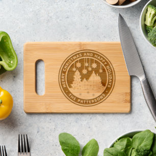 Merry Christmas Happy Holidays Winter Personalized Engraved Cutting Board