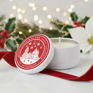 Merry Christmas Happy Holidays Winter Personalized Mini Candle Favors