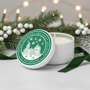 Merry Christmas Happy Holidays Winter Personalized Mini Candle Favors