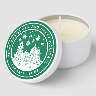 Merry Christmas Happy Holidays Winter Personalized Mini Candle Favors