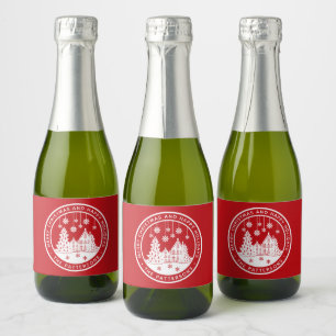 Merry Christmas Happy Holidays Winter Personalized Sparkling Wine Label