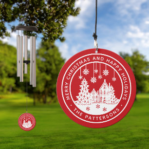 Merry Christmas Happy Holidays Winter Personalized Wind Chime
