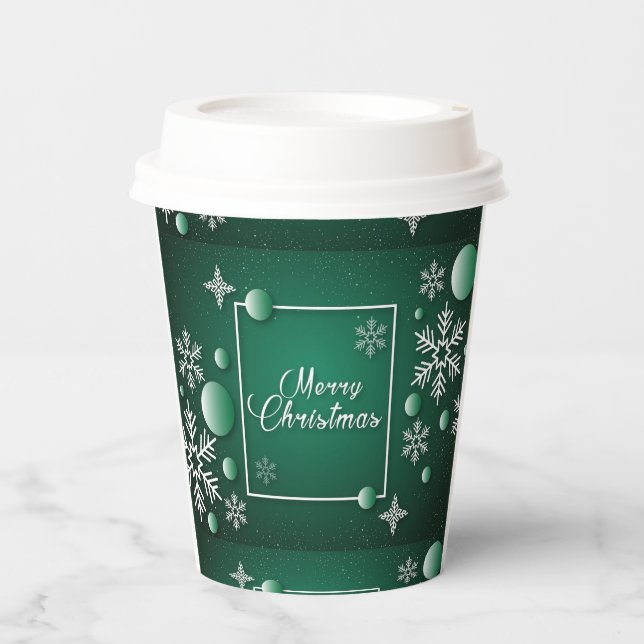 Merry Christmas Happy Holidays Xmas Snowflakes Paper Cups (Front)