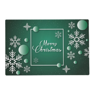 Merry Christmas Happy Holidays Xmas Snowflakes Placemat