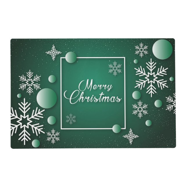 Merry Christmas Happy Holidays Xmas Snowflakes Placemat (Front)