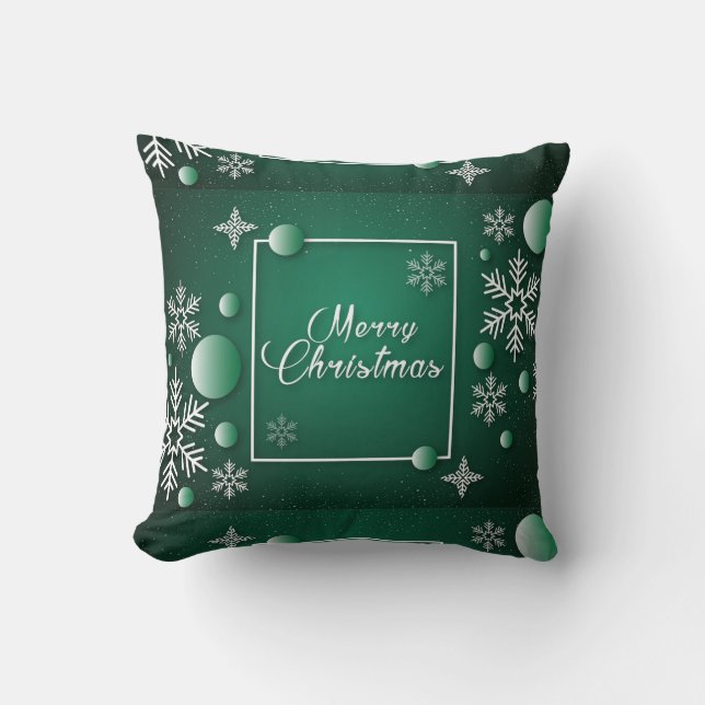Merry Christmas Happy Holidays Xmas Snowflakes Throw Pillow (Front)