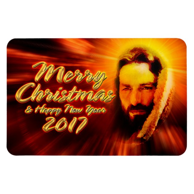 Merry Christmas Happy New Year 2017 Jesus Magnet (Horizontal)