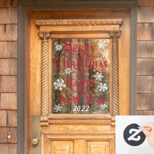  Merry Christmas  Happy New Year 2022 home door W Window Cling