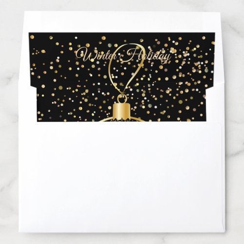 Merry Christmas  Happy New Year 2024 Gold Snow Envelope Liner