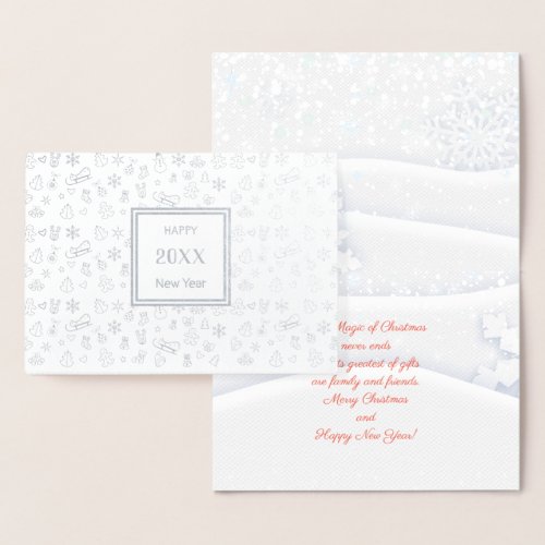 Merry Christmas  Happy New Year 2024 XMAS Snow Foil Card