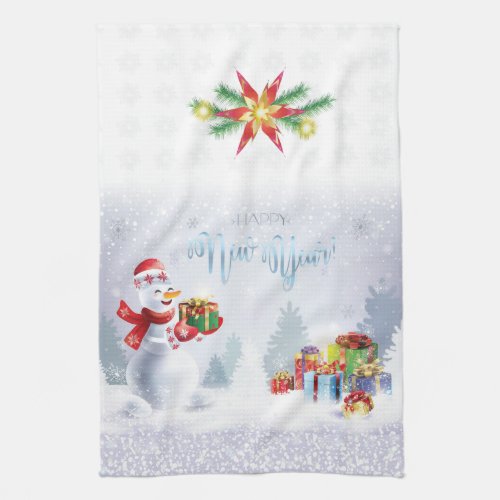 Merry Christmas  Happy New Year 2024 XMAS Snowman Kitchen Towel