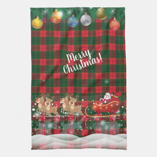 Merry Christmas & Happy New Year 2025 Santa Claus Kitchen Towel (Vertical)