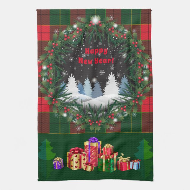 Merry Christmas & Happy New Year 2025 Snowman Kitchen Towel (Vertical)