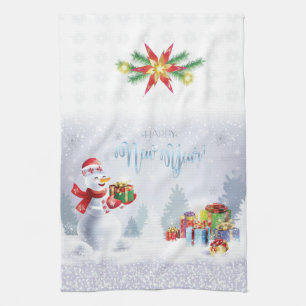 Merry Christmas & Happy New Year 2026 XMAS Snowman Kitchen Towel