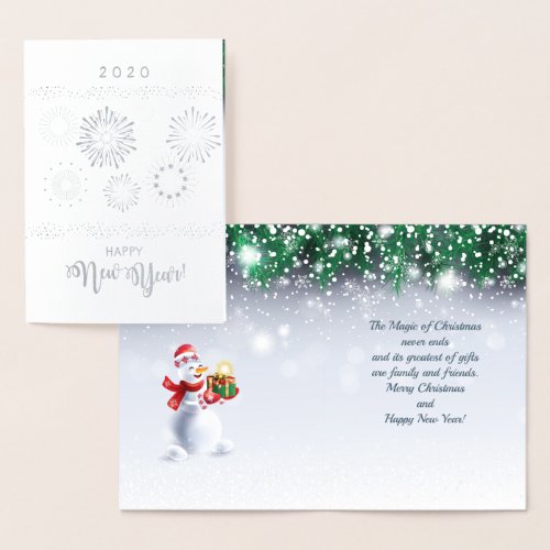Merry Christmas  Happy New Year 20XX Fireworks Foil Card