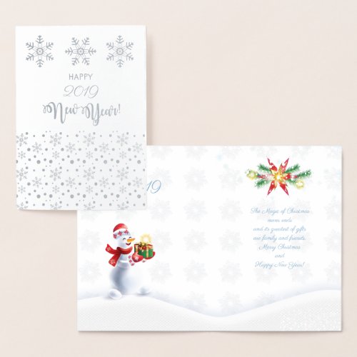 Merry Christmas  Happy New Year 20XX XMAS Snow Foil Card