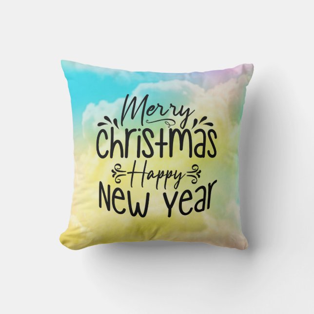 Merry Christmas Happy New Year-45910 Throw Pillow (Front)
