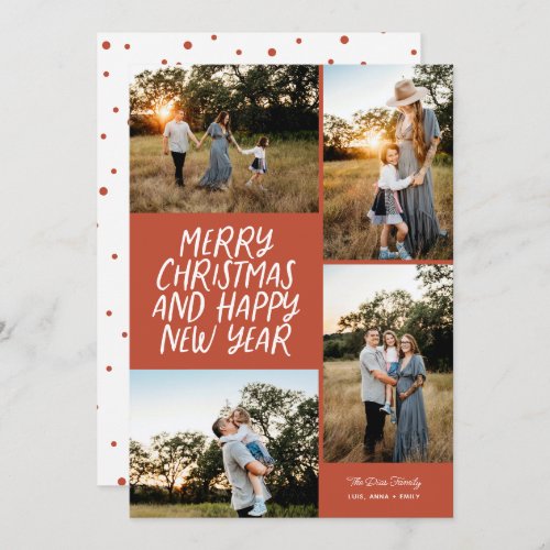 Merry Christmas Happy New Year 4 Photo Collage Hol Holiday Card