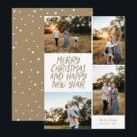 Merry Christmas Happy New Year 4 Photo Collage Hol Holiday Card<br><div class="desc">This stylish 4-Photo holiday card features handwritten style greeting and a photo collage. The reverse features a floating dot pattern. All colors are customizable.</div>