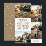 Merry Christmas Happy New Year 4 Photo Collage Hol Holiday Card<br><div class="desc">This stylish 4-Photo holiday card features handwritten style greeting and a photo collage. The reverse features a floating dot pattern. All colors are customizable.</div>