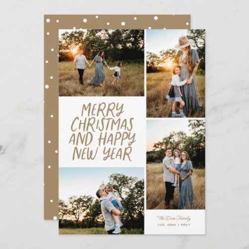 Merry Christmas Happy New Year 4 Photo Collage Hol Holiday Card