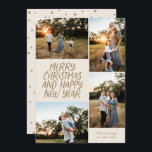 Merry Christmas Happy New Year 4 Photo Collage Holiday Card<br><div class="desc">This stylish 4-Photo holiday card features handwritten style greeting and a photo collage. The reverse features a floating dot pattern. All colors are customizable.</div>