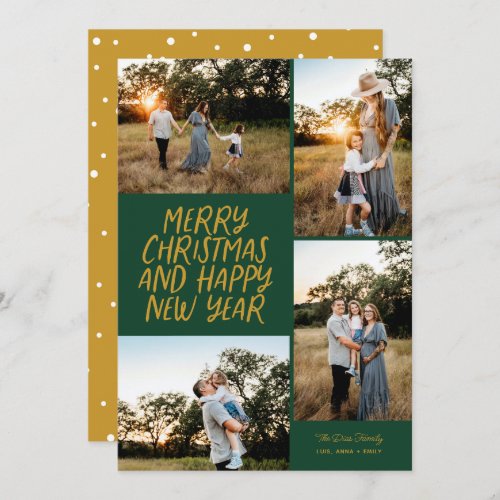 Merry Christmas Happy New Year 4 Photo Collage Holiday Card