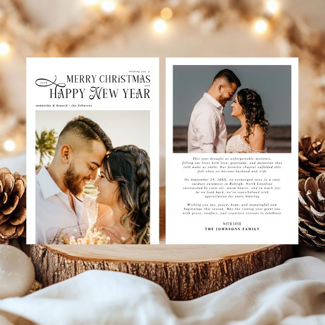 Merry Christmas Happy New Year 4 Photos Newlyweds Holiday Card (Creator Uploaded)