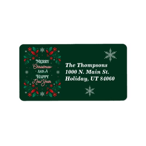 Merry Christmas  Happy New Year Address Labels