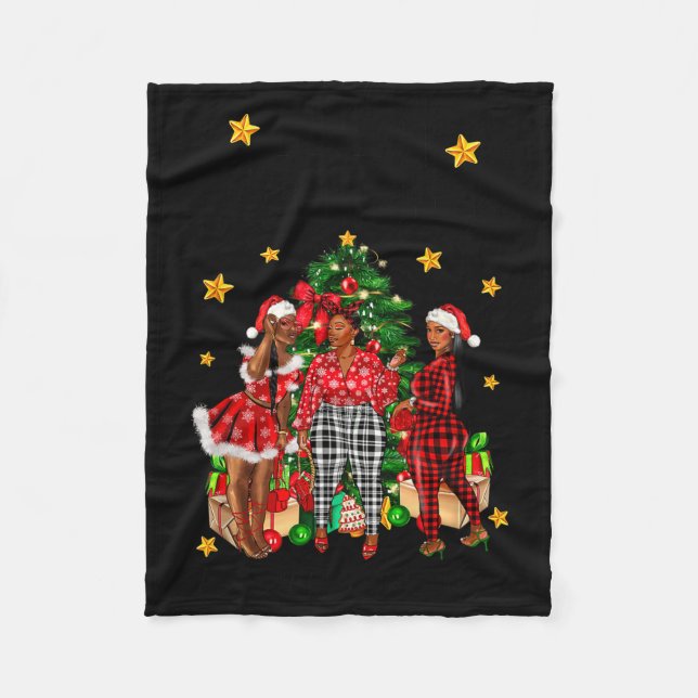 Merry Christmas Happy New Year African American Bl Fleece Blanket (Front)
