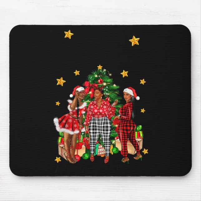 Merry Christmas Happy New Year African American Bl Mouse Pad (Front)