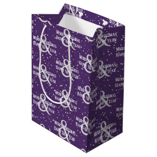 Merry Christmas Happy New Year And Snowflakes Medium Gift Bag