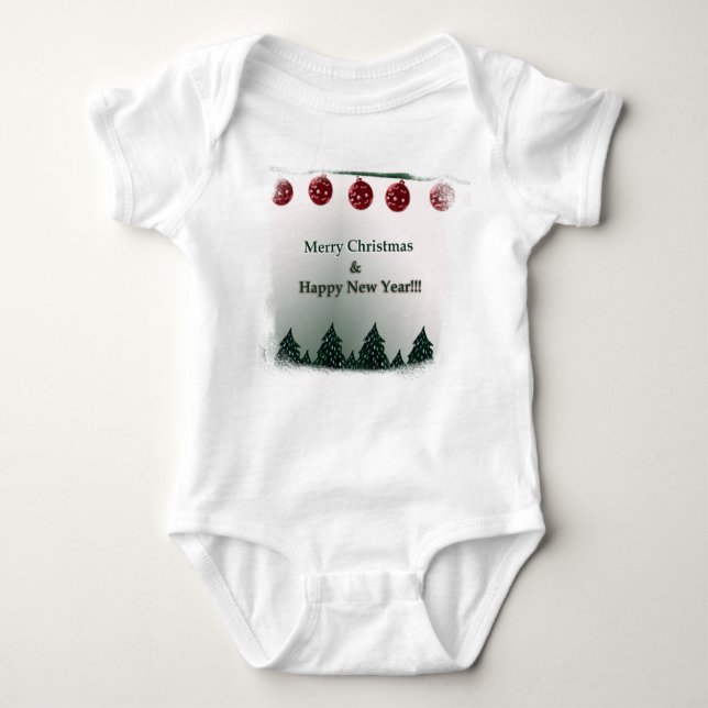 Merry Christmas, Happy New Year Baby Bodysuit (Front)